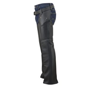 Adventurer Black Leather Motorcycle Chaps