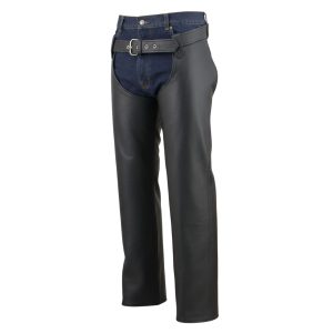 Adventurer Black Leather Motorcycle Chaps