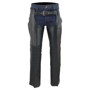 Black Leather Motorcycle Chaps