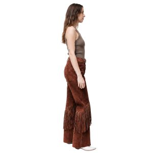 1960s suede fringe pants for women