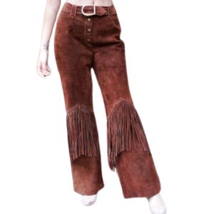 1960s Suede Fringe Pants Womens Fringe Western Pants