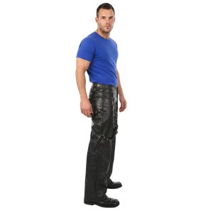 Adornica black leather pants for men