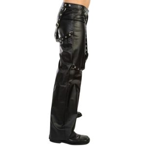Adornica Black Mens Leather Pants
