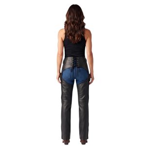 Alison women's black leather riding chaps