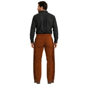 Brown suede Western fringe pants for cowboys