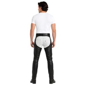 Avan black leather riding chaps with side zippers