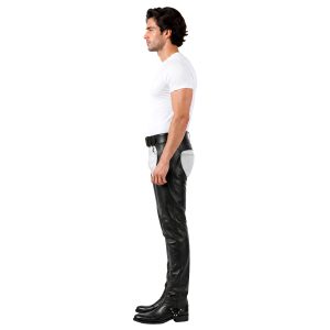 Men's Avan black leather biker chaps