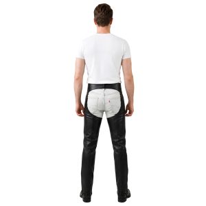 Men's Avan black leather riding chaps