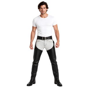 Avan Black Mens Leather Assless Chaps
