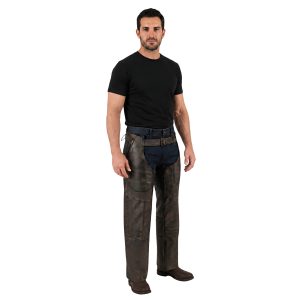 Brown leather motorcycle chaps for riders