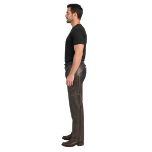 Premium brown leather biker chaps