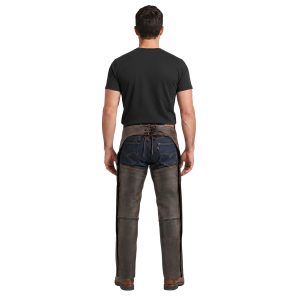 Brown leather riding chaps for men