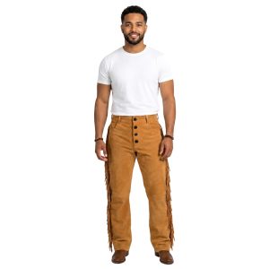 Blain Brown Suede Fringes Chap Pants