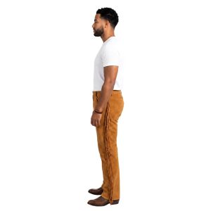 Brown suede cowboy chap pants with side fringe