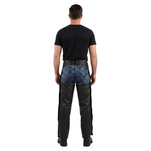 Braided leather riding chaps for bikers