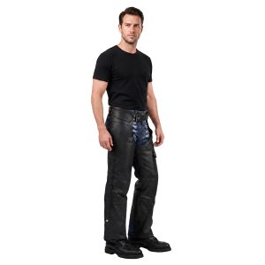 Black braided leather biker chaps