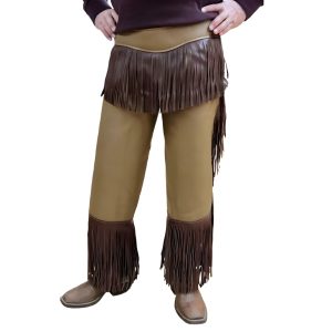 Brown Women’s Western Chaps with Stylish Fringes