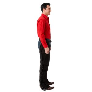 Charcoal black suede leather chaps for men