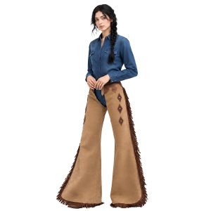Stylish cowgirl leather chaps with Western fringe