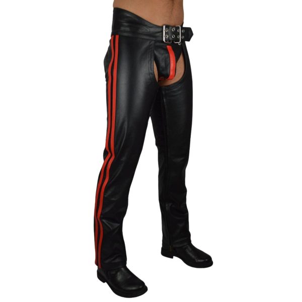 Dean men’s black biker leather chaps