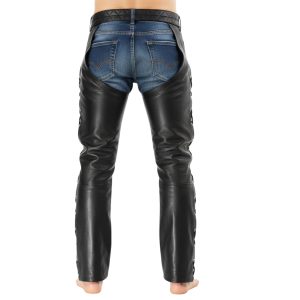 Dean Black Mens Leather Chaps