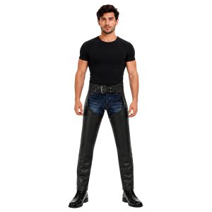 Dean Black Mens Leather Chaps