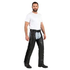Black deluxe leather biker chaps