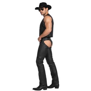 Classic Men's Leather Chaps for Motorcycle Riding