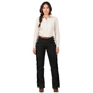 Eaton Black Suede Fringes Pants