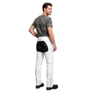 Elixir white leather biker chaps with open back design