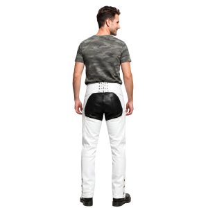 White leather assless motorcycle chaps for men