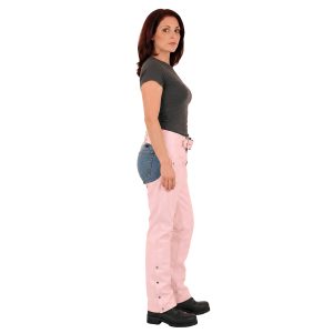 Pink leather motorcycle chaps for women