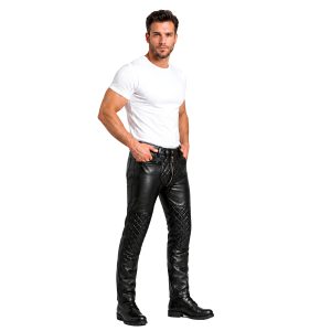 Faisor black leather motorcycle pant chaps