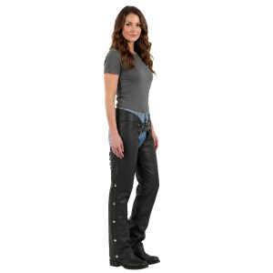 Women's Horza black leather riding chaps