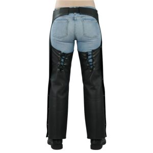 Women’s black leather chaps