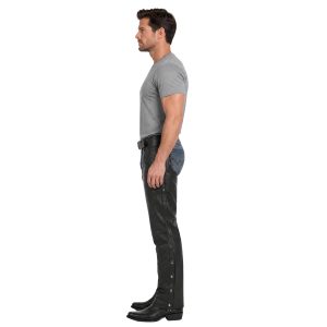 Genuine lambskin leather motorcycle chaps with side zippers