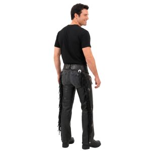 Men's Mack black leather riding chaps