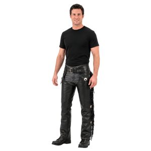 Mack Black Mens Motorcycle Fringe Chaps