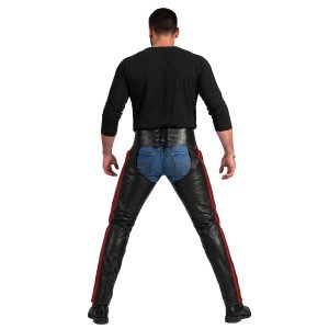 Black leather Pride motorcycle chaps for riders