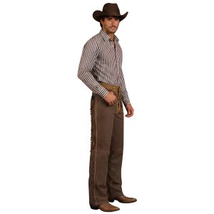 Leather riding chaps with Western fringe detailing