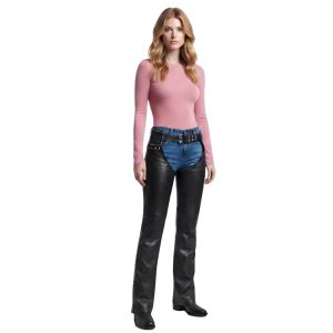 Premium Womens Black Leather Chaps
