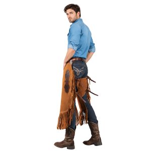 Brown leather cowboy riding chaps for men