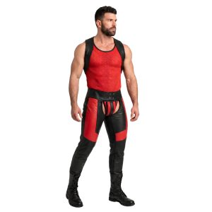 Black Rogue Rider leather motorcycle chaps