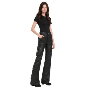 Roland men's black leather cargo pants