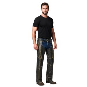 Black Speedster leather biker chaps