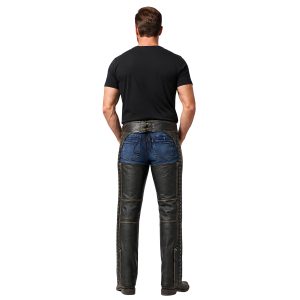 Speedster leather riding chaps for motorcycle riders