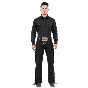 Sullivan Black Leather Western Chaps