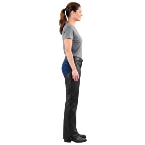 Vixen women's black leather motorcycle chaps
