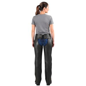 Vixen women's black leather biker chaps