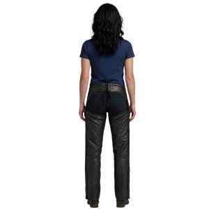 Women's leather biker riding chaps